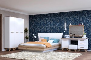 Модульная спальня Вега Скандинавия (Кураж-мебель) Белый глянец